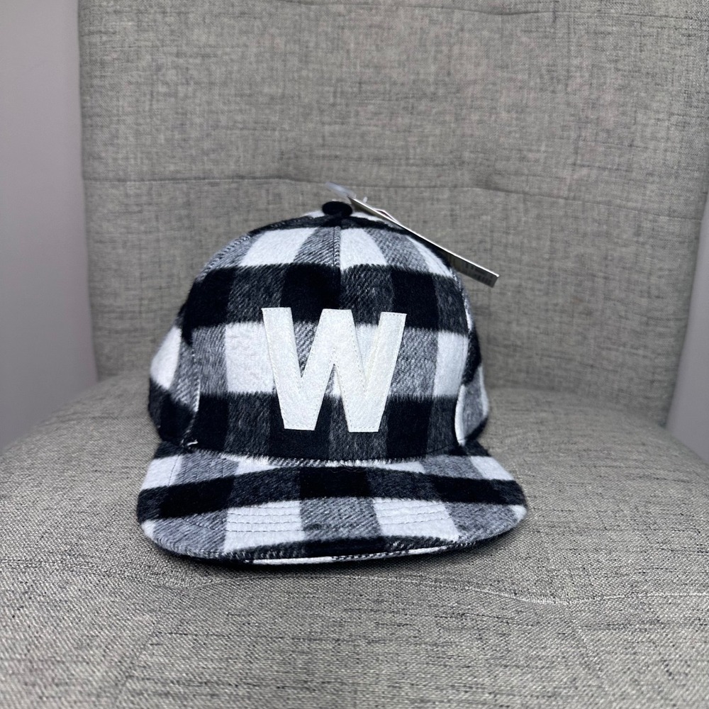 Woolrich Buffalo Plaid Baseball Cap One Size Adjustable Strap Black‎ White